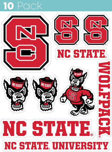 NC State Wolfpack 10-Pack, 4 inches in size on one of its sides NCAA Durable School Spirit Vinyl Decal Sticker