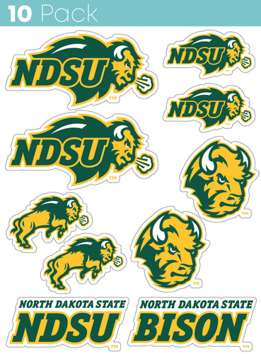 North Dakota State Bison 10-Pack, 4 inches in size on one of its sides NCAA Durable School Spirit Vinyl Decal Sticker