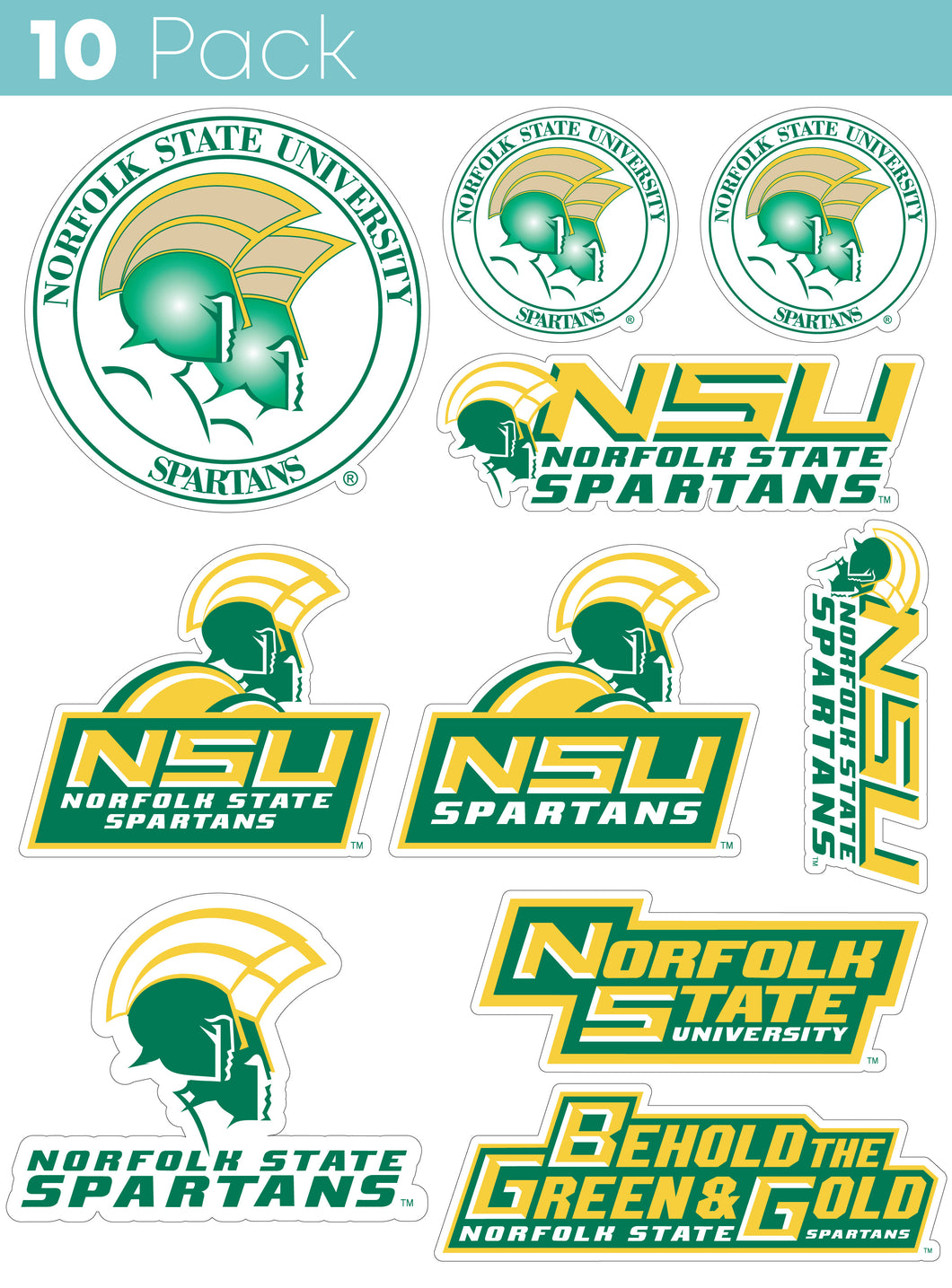 Norfolk State University 10-Pack, 4 inches in size on one of its sides NCAA Durable School Spirit Vinyl Decal Sticker