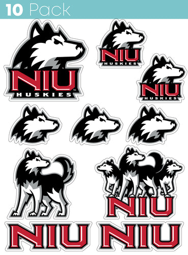 Northern Illinois Huskies 10-Pack, 4 inches in size on one of its sides NCAA Durable School Spirit Vinyl Decal Sticker
