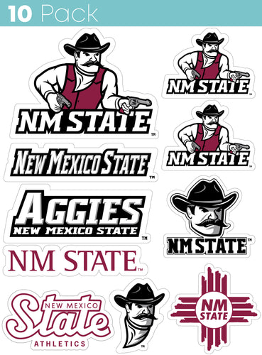 New Mexico State University Aggies 10-Pack, 4 inches in size on one of its sides NCAA Durable School Spirit Vinyl Decal Sticker