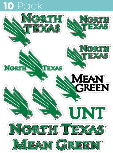 North Texas 10-Pack, 4 inches in size on one of its sides NCAA Durable School Spirit Vinyl Decal Sticker