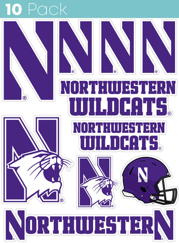Northwestern University Wildcats 10-Pack, 4 inches in size on one of its sides NCAA Durable School Spirit Vinyl Decal Sticker