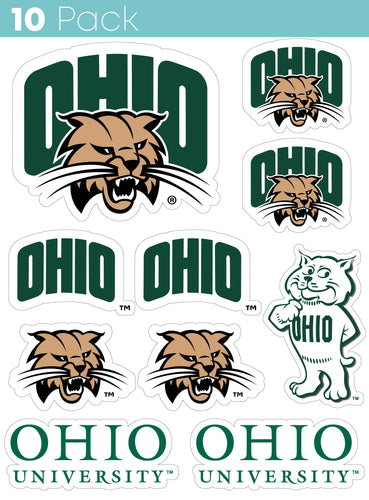 Ohio University 10-Pack, 4 inches in size on one of its sides NCAA Durable School Spirit Vinyl Decal Sticker