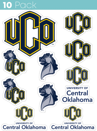University of Central Oklahoma Bronchos 10-Pack, 4 inches in size on one of its sides NCAA Durable School Spirit Vinyl Decal Sticker