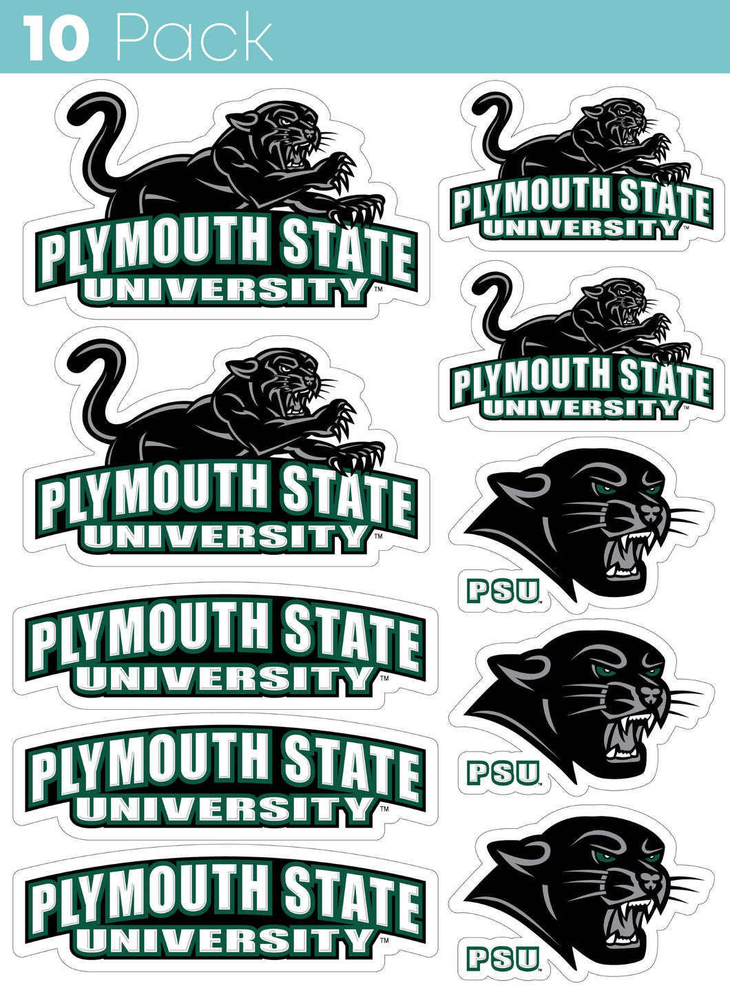 Plymouth State University 10-Pack, 4 inches in size on one of its sides NCAA Durable School Spirit Vinyl Decal Sticker