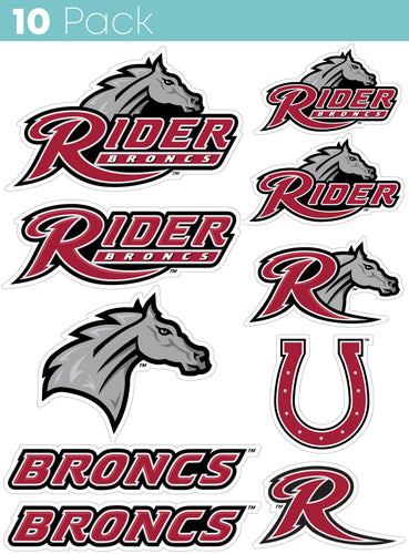 Rider University Broncs 10-Pack, 4 inches in size on one of its sides NCAA Durable School Spirit Vinyl Decal Sticker
