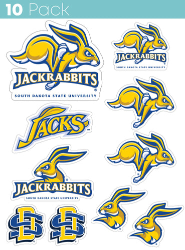 South Dakota State Jackrabbits 10-Pack, 4 inches in size on one of its sides NCAA Durable School Spirit Vinyl Decal Sticker