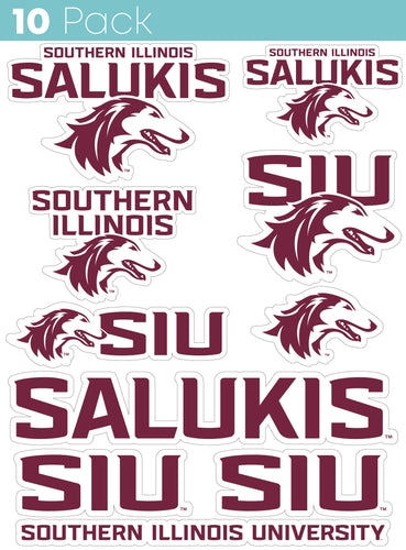 Southern Illinois Salukis 10-Pack, 4 inches in size on one of its sides NCAA Durable School Spirit Vinyl Decal Sticker