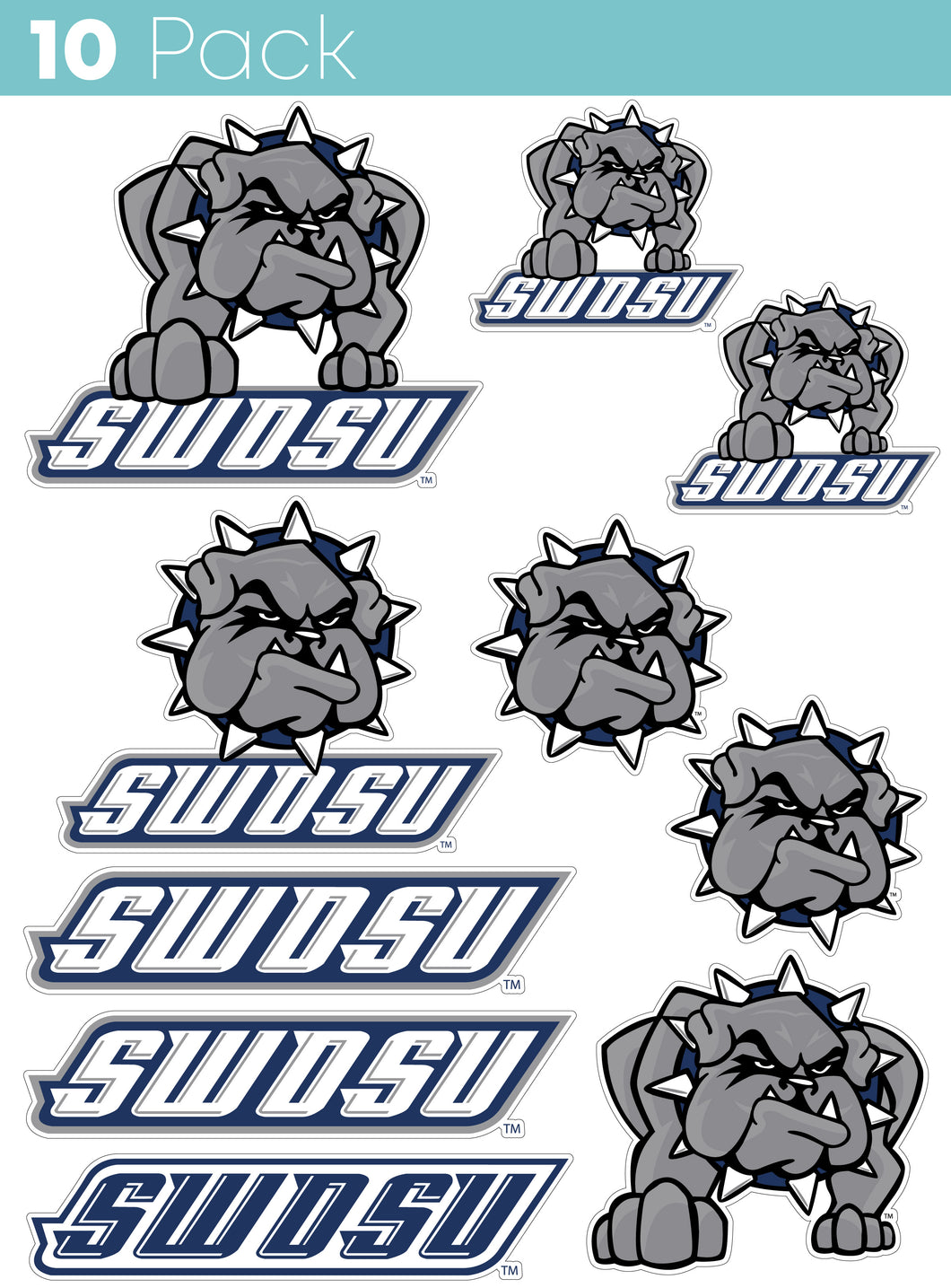 Southwestern Oklahoma State University 10-Pack, 4 inches in size on one of its sides NCAA Durable School Spirit Vinyl Decal Sticker