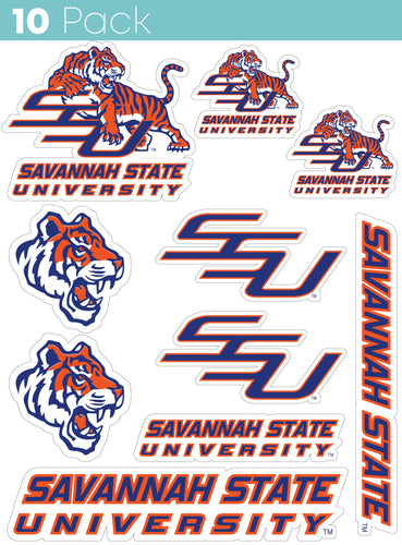Savannah State University 10-Pack, 4 inches in size on one of its sides NCAA Durable School Spirit Vinyl Decal Sticker