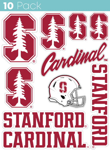 Stanford University 10-Pack, 4 inches in size on one of its sides NCAA Durable School Spirit Vinyl Decal Sticker