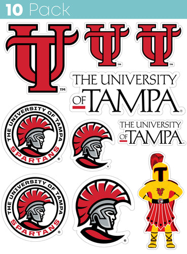 University of Tampa Spartans 10-Pack, 4 inches in size on one of its sides NCAA Durable School Spirit Vinyl Decal Sticker