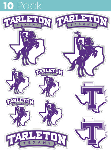 Tarleton State University 10-Pack, 4 inches in size on one of its sides NCAA Durable School Spirit Vinyl Decal Sticker