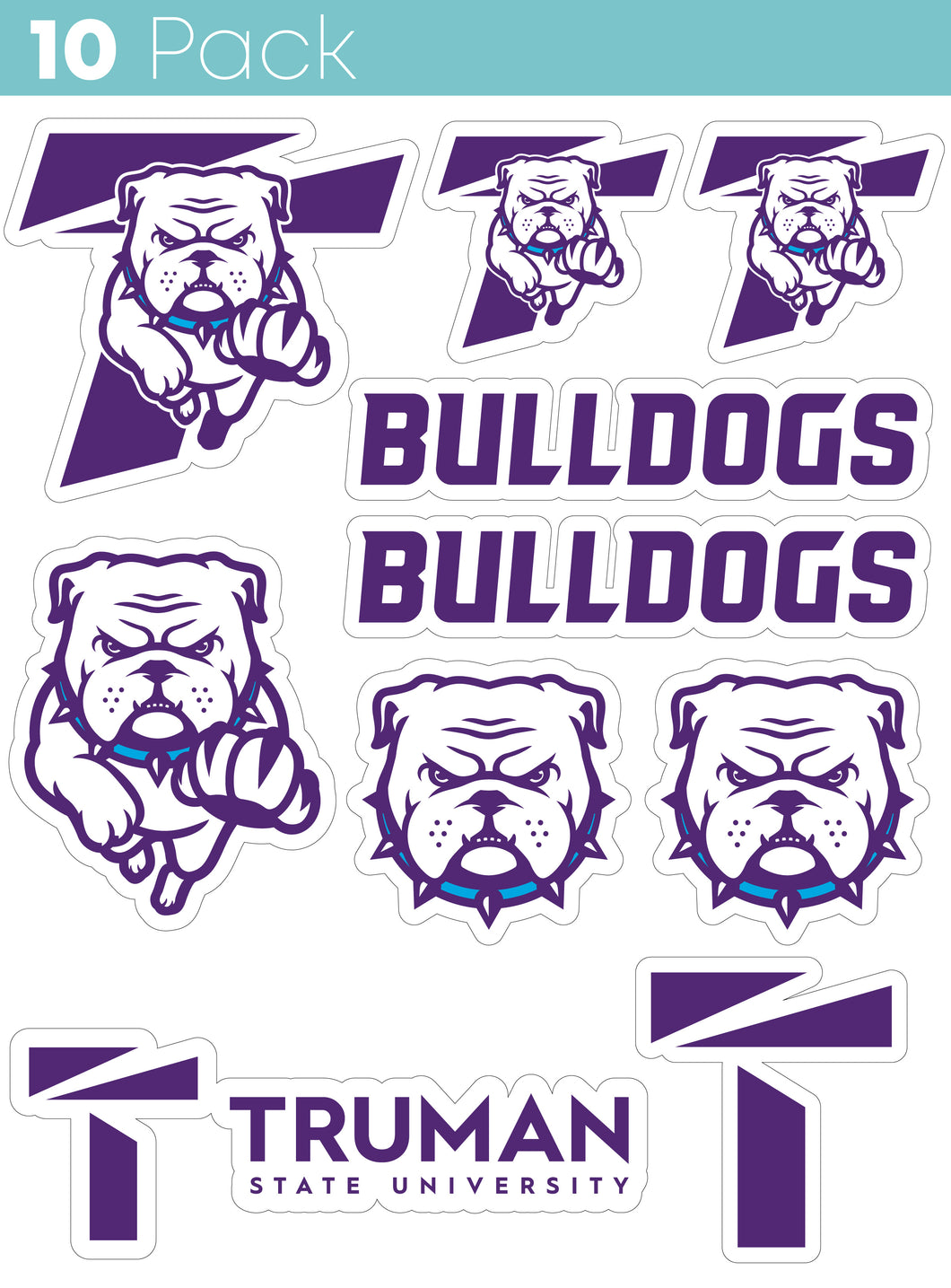 Truman State University 10-Pack, 4 inches in size on one of its sides NCAA Durable School Spirit Vinyl Decal Sticker