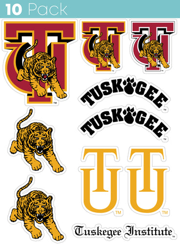 Tuskegee University 10-Pack, 4 inches in size on one of its sides NCAA Durable School Spirit Vinyl Decal Sticker