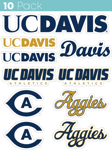 UC Davis Aggies 10-Pack, 4 inches in size on one of its sides NCAA Durable School Spirit Vinyl Decal Sticker