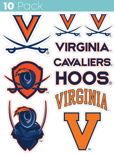 Virginia Cavaliers 10-Pack, 4 inches in size on one of its sides NCAA Durable School Spirit Vinyl Decal Sticker