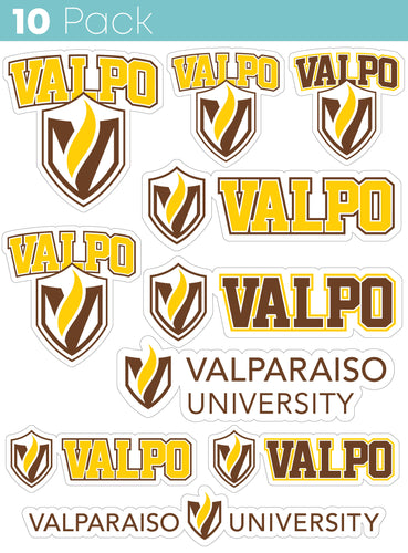 Valparaiso University 10-Pack, 4 inches in size on one of its sides NCAA Durable School Spirit Vinyl Decal Sticker