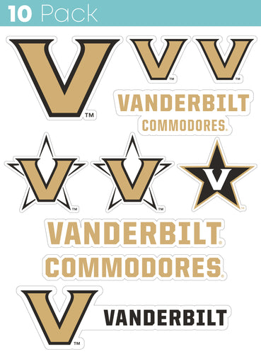 Vanderbilt University 10-Pack, 4 inches in size on one of its sides NCAA Durable School Spirit Vinyl Decal Sticker
