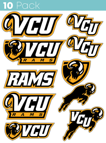 Virginia Commonwealth 10-Pack, 4 inches in size on one of its sides NCAA Durable School Spirit Vinyl Decal Sticker