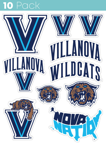 Villanova Wildcats 10-Pack, 4 inches in size on one of its sides NCAA Durable School Spirit Vinyl Decal Sticker