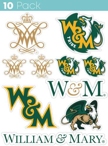 William and Mary 10-Pack, 4 inches in size on one of its sides NCAA Durable School Spirit Vinyl Decal Sticker