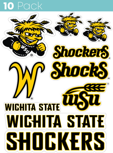 Wichita State Shockers 10-Pack, 4 inches in size on one of its sides NCAA Durable School Spirit Vinyl Decal Sticker