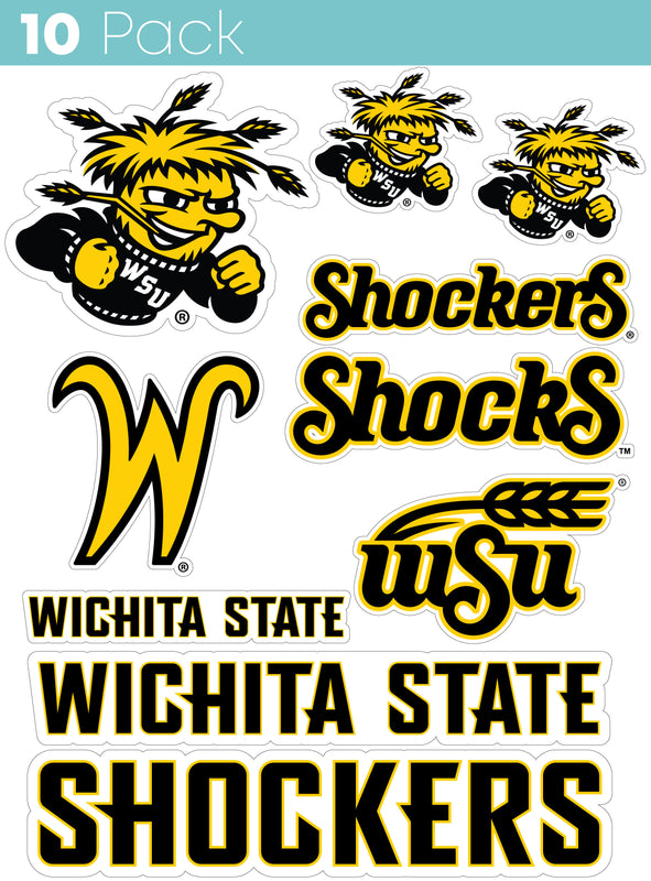 Wichita State Shockers 10-Pack, 4 inches in size on one of its sides NCAA Durable School Spirit Vinyl Decal Sticker