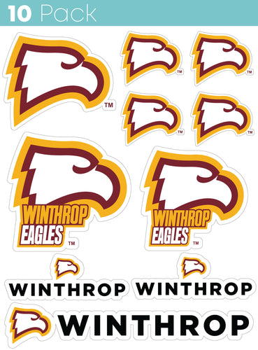 Winthrop University 10-Pack, 4 inches in size on one of its sides NCAA Durable School Spirit Vinyl Decal Sticker