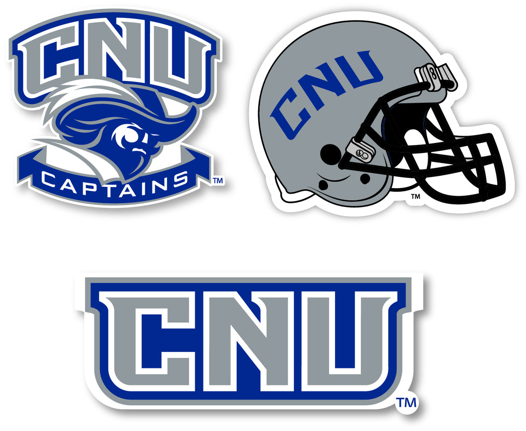 Christopher Newport Captains 3 Pack 4-Inch Each NCAA Durable School Spirit Vinyl Decal Sticker
