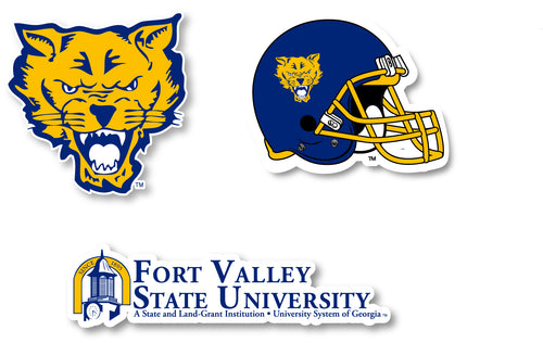 Fort Valley State University 3 Pack 4-Inch Each NCAA Durable School Spirit Vinyl Decal Sticker