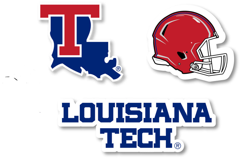 Louisiana Tech Bulldogs 3 Pack 4-Inch Each NCAA Durable School Spirit Vinyl Decal Sticker