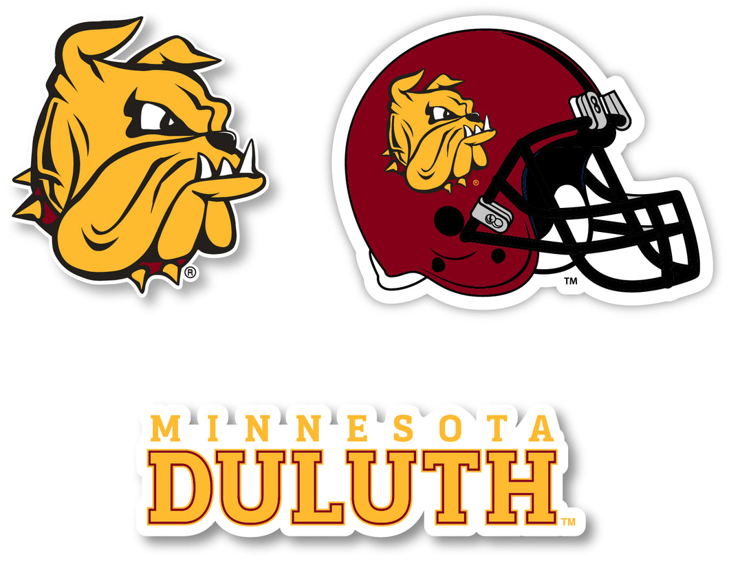 Minnesota Duluth Bulldogs 3 Pack 4-Inch Each NCAA Durable School Spirit Vinyl Decal Sticker