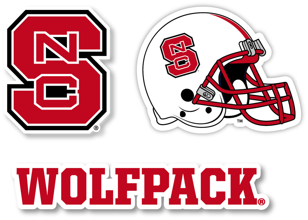NC State Wolfpack 3 Pack 4-Inch Each NCAA Durable School Spirit Vinyl Decal Sticker