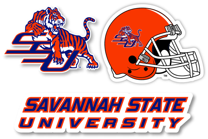 Savannah State University 3 Pack 4-Inch Each NCAA Durable School Spirit Vinyl Decal Sticker