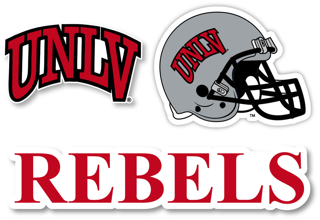 UNLV Rebels 3 Pack 4-Inch Each NCAA Durable School Spirit Vinyl Decal Sticker