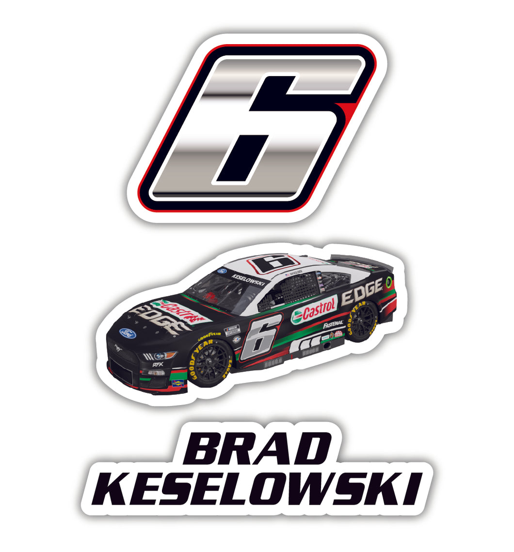 #6 Brad Keselowski  3 Pack Laser Cut Decal