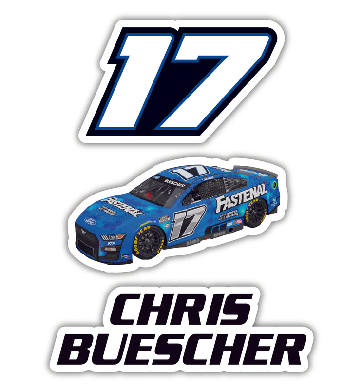 #17 Chris Buescher  3 Pack Laser Cut Decal