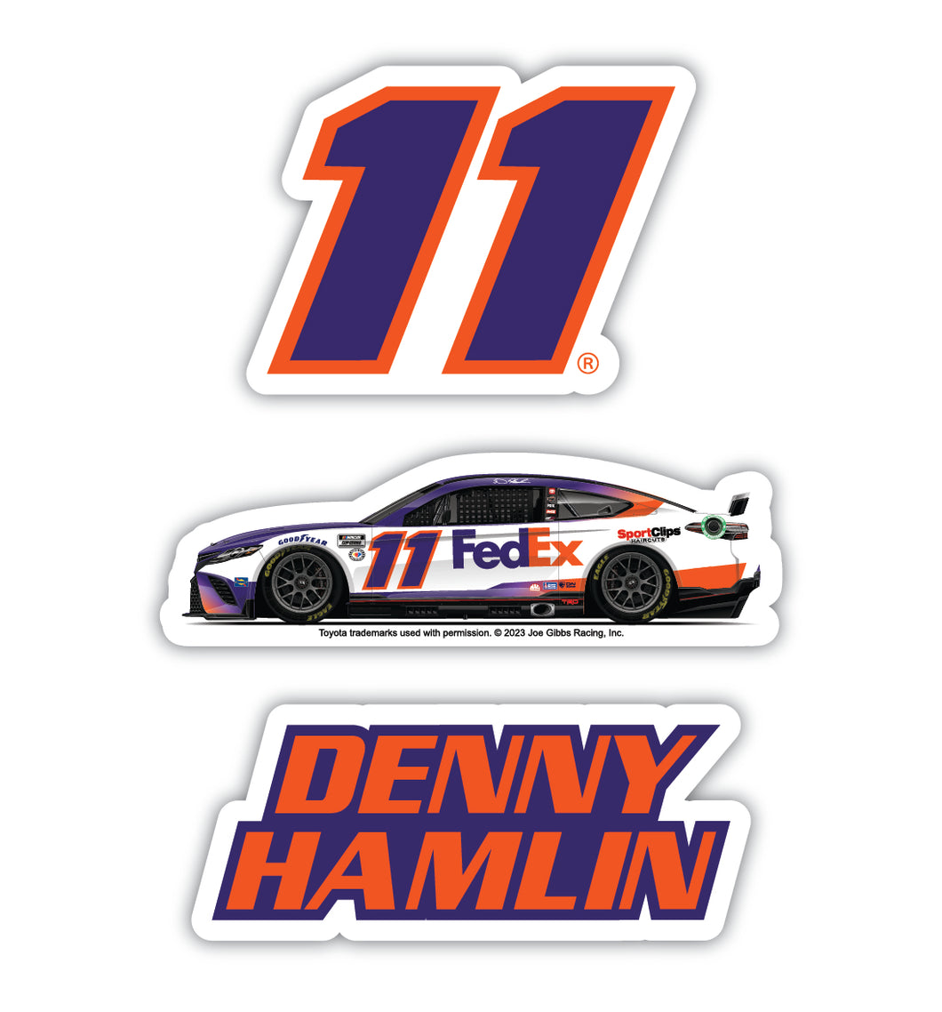 #11 Denny Hamlin  3 Pack Laser Cut Decal