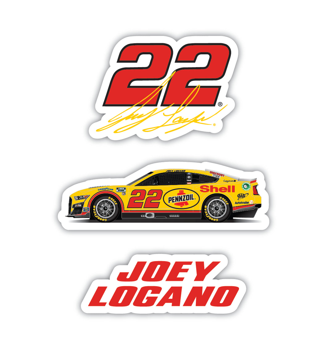#22 Joey Logano  3 Pack Laser Cut Decal