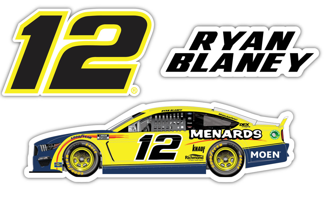 Ryan Blaney NASCAR #12 3 Pack Laser Cut Decal