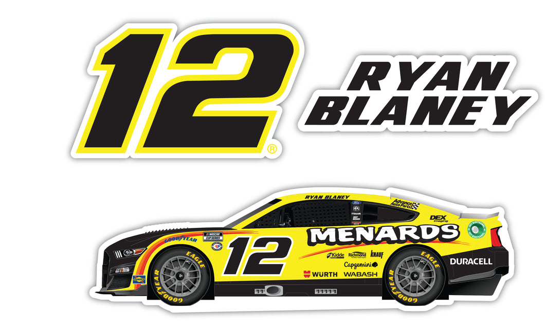 #12 Ryan Blaney  3 Pack Laser Cut Decal