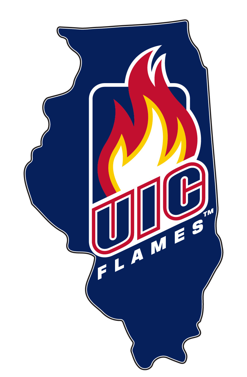 University of Illinois at Chicago 4-Inch State Shape NCAA Vinyl Decal Sticker for Fans, Students, and Alumni
