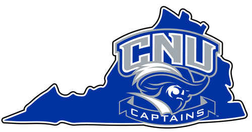 Christopher Newport Captains 4-Inch State Shape NCAA Vinyl Decal Sticker for Fans, Students, and Alumni