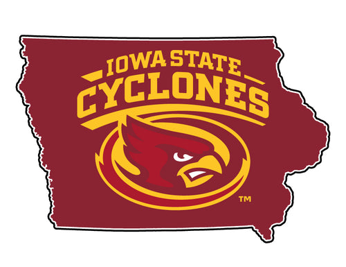 Iowa State Cyclones 4-Inch State Shape NCAA Vinyl Decal Sticker for Fans, Students, and Alumni