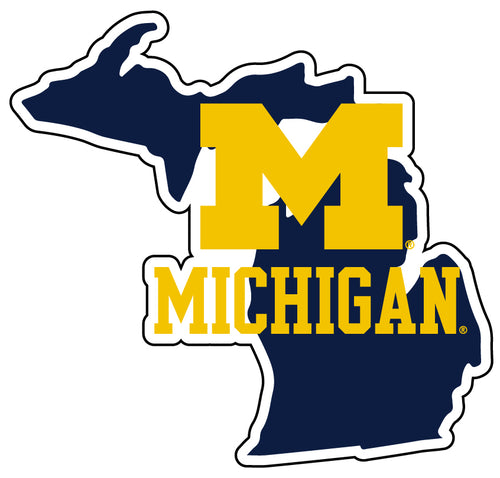 Michigan Wolverines 4-Inch State Shape NCAA Vinyl Decal Sticker for Fans, Students, and Alumni