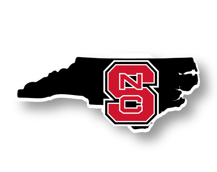 NC State Wolfpack 4-Inch State Shape NCAA Vinyl Decal Sticker for Fans, Students, and Alumni