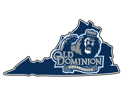 Old Dominion Monarchs 4-Inch State Shape NCAA Vinyl Decal Sticker for Fans, Students, and Alumni