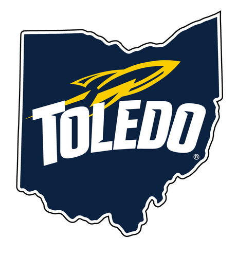 Toledo Rockets 4-Inch State Shape NCAA Vinyl Decal Sticker for Fans, Students, and Alumni